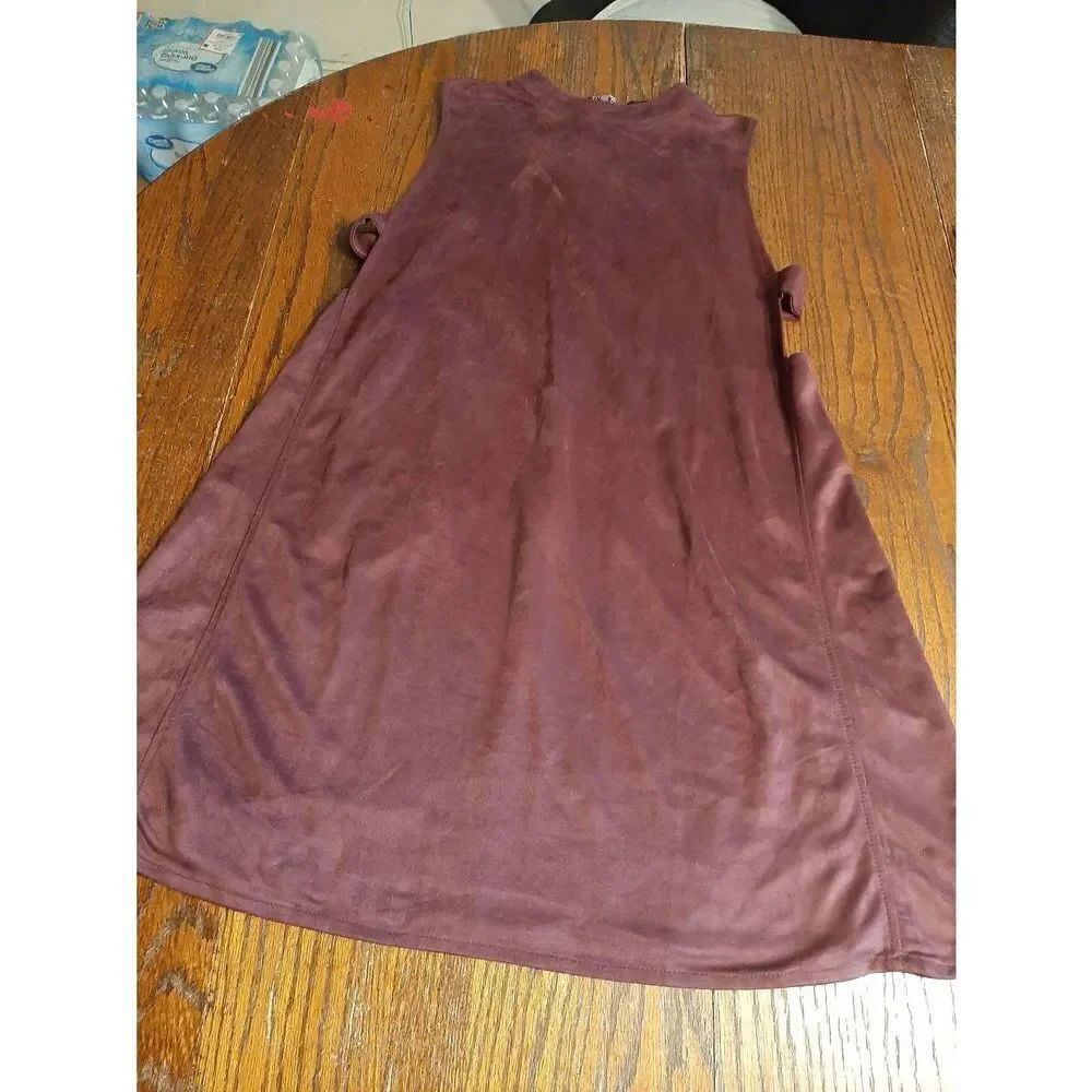 Medium fab'rik Wine Brown Sleeveless Side Cut Out Rear Zip Mini Dress Microfiber